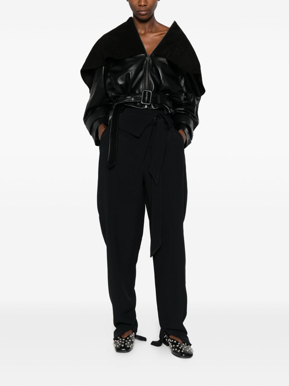 Tapered Leg Harem Pants With Matching Belt