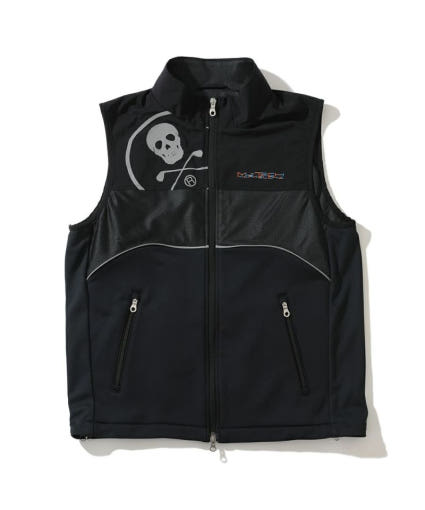 Front-Zippered Sleeveless Vest with Skull Graphic