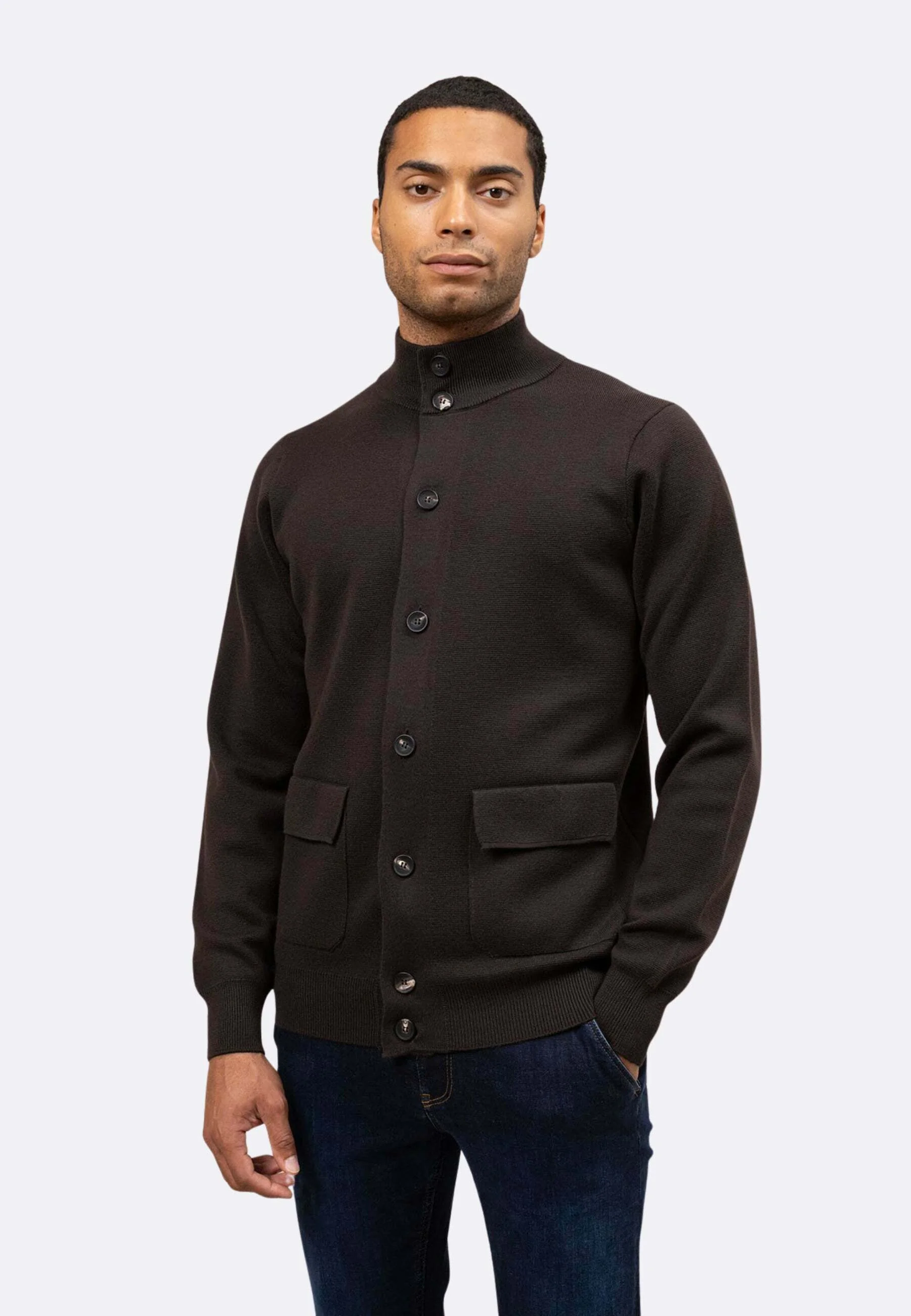Refined Cardigan With High Collar