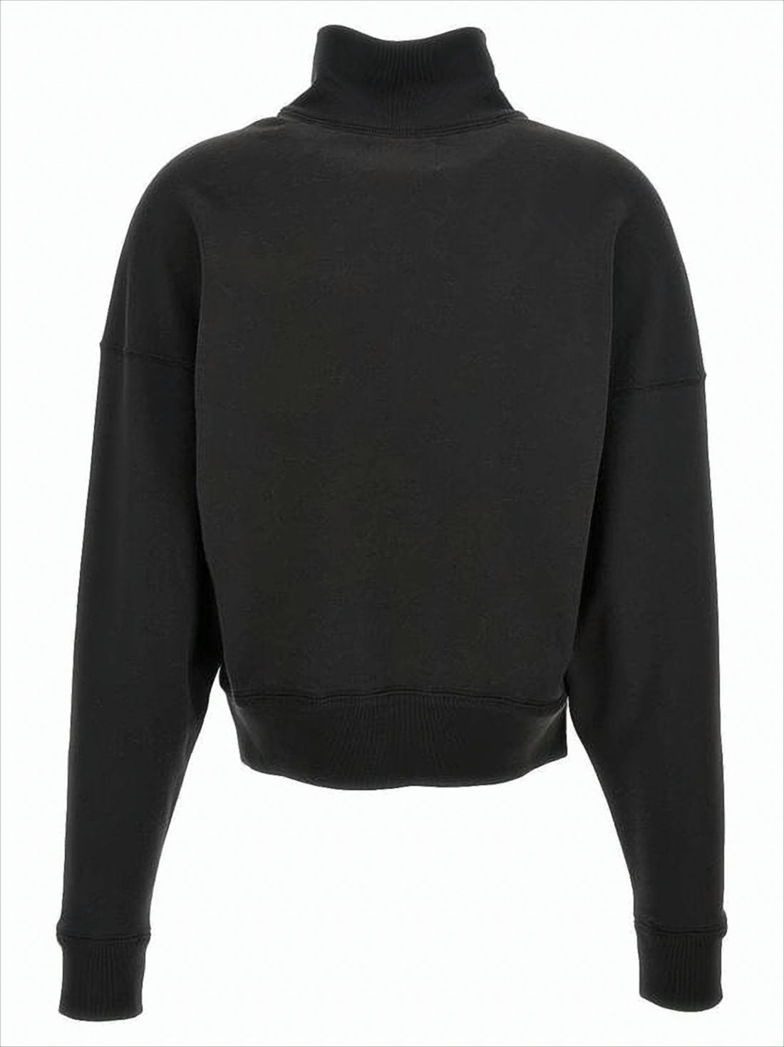 Cropped Turtleneck Sweatshirt with Half-Zip Closure