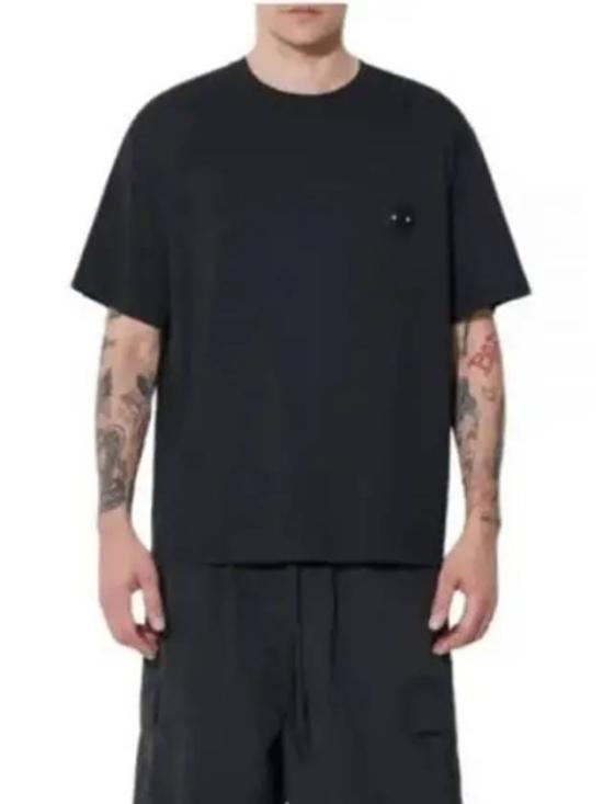 Minimalist Black Short-Sleeved T-Shirt With Subtle Embellishment