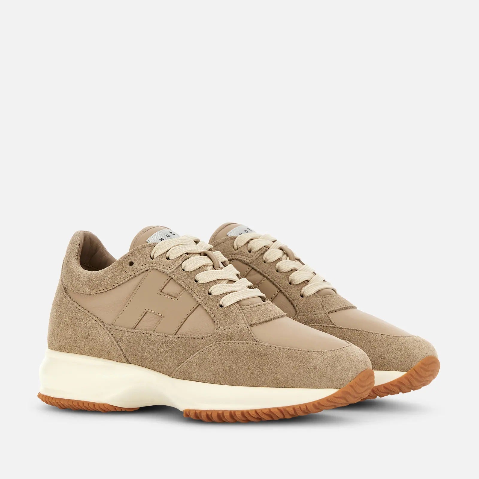 Beige Interactive H713 Lace-Up Sneakers