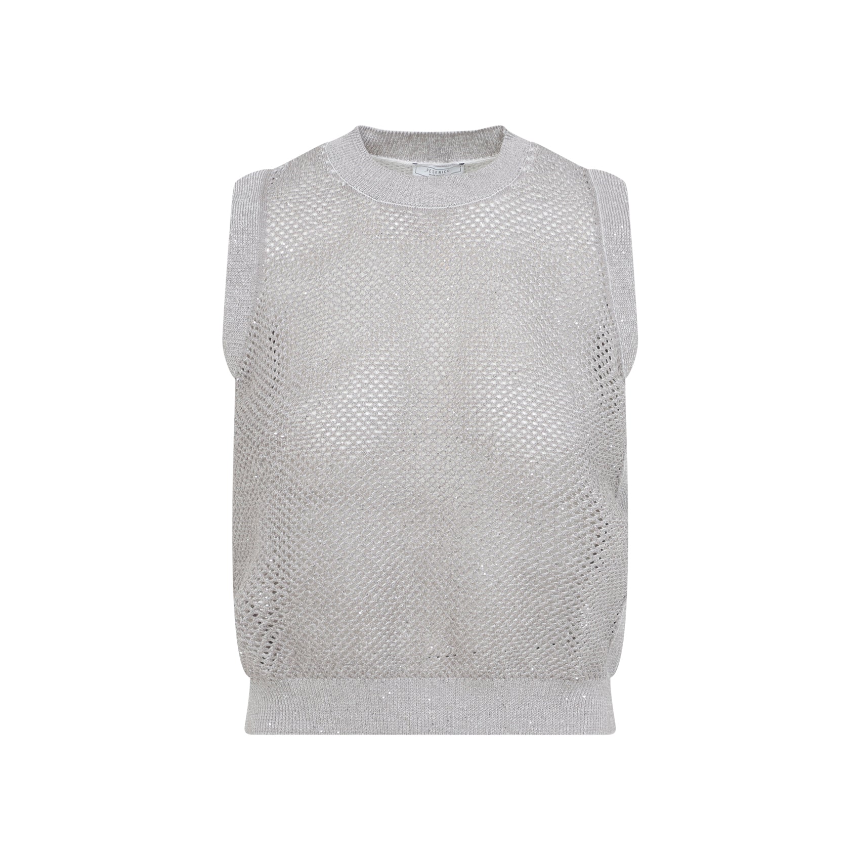 Sleeveless Open Weave Knit Sweater