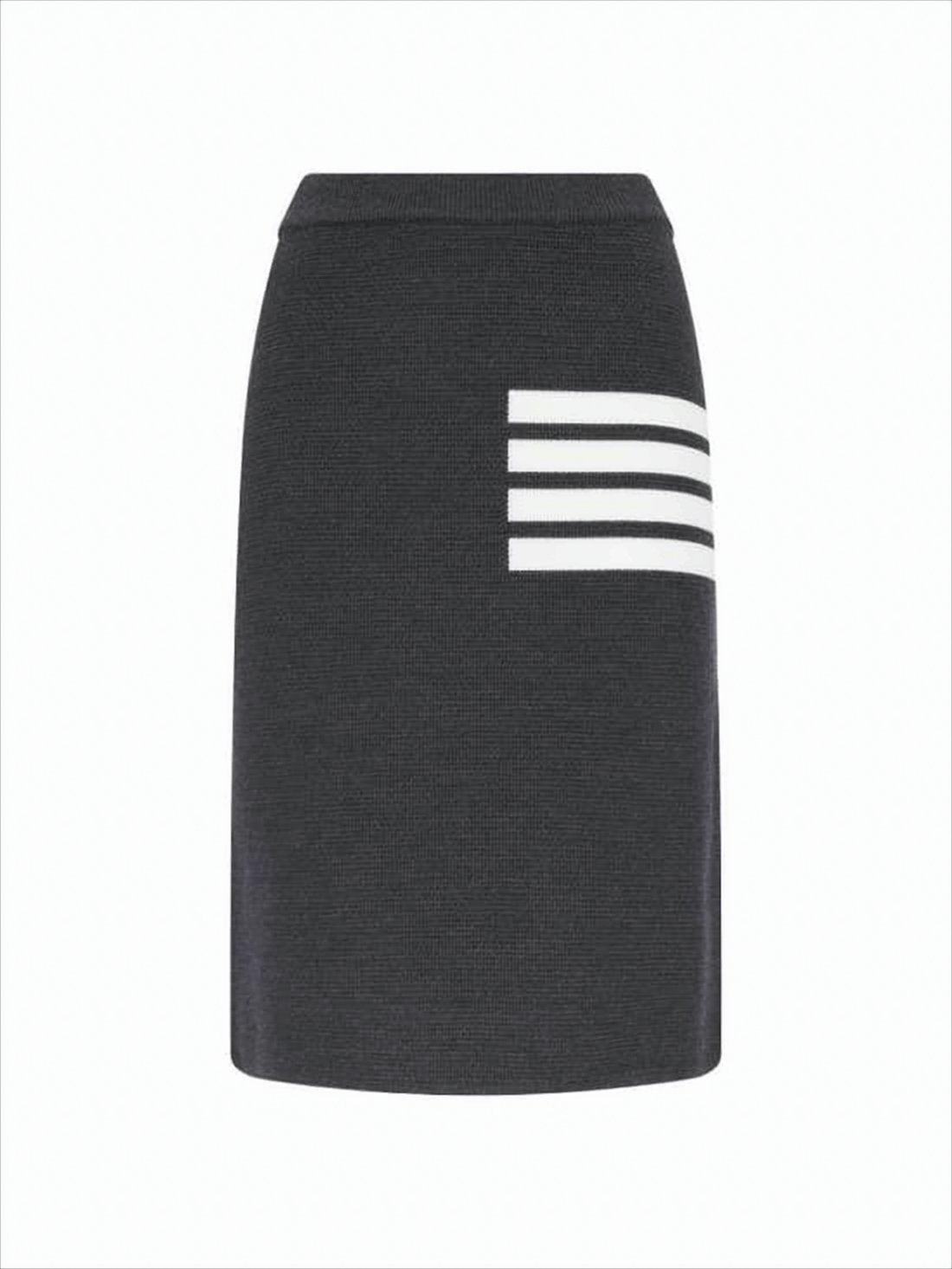 Textured Wool Blend Midi Skirt