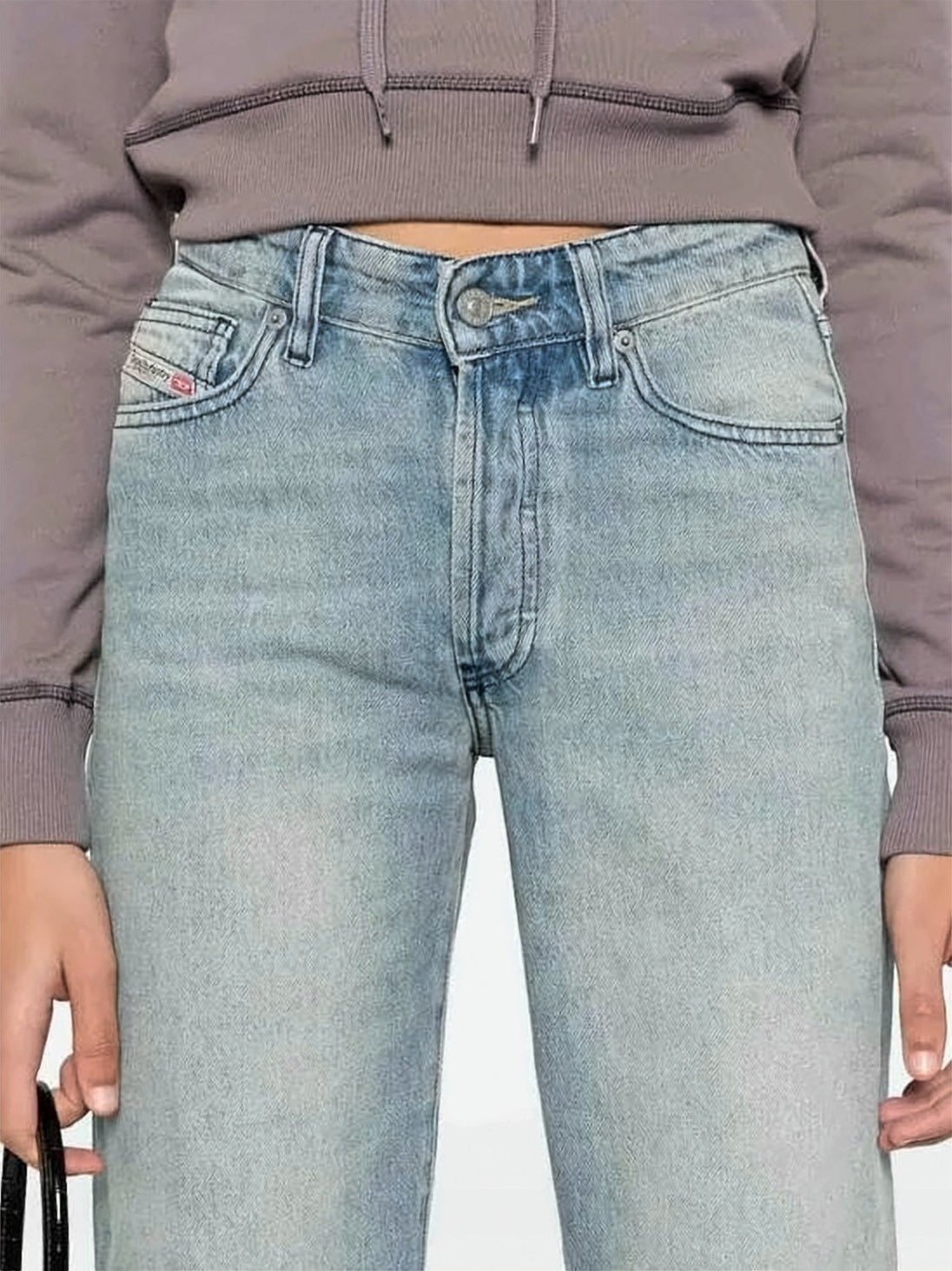 Light Blue Straight-Leg Cotton Denim Pants