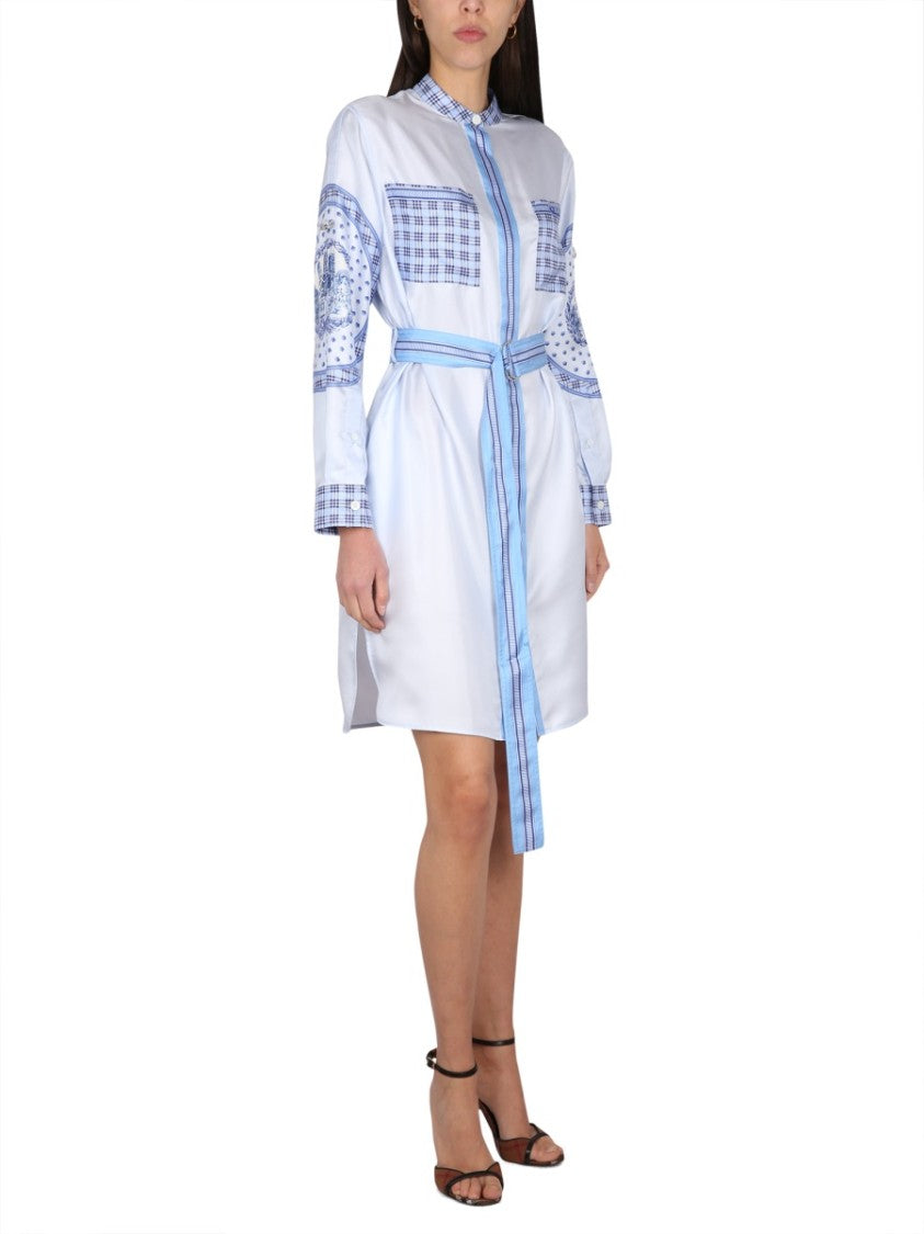 Silk Chemisier Dress With Concealed Button Closure