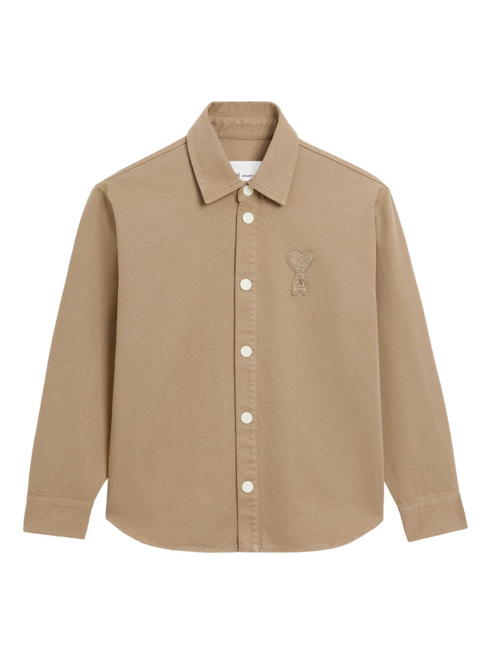 Beige Denim Shirt with Knitted Patch