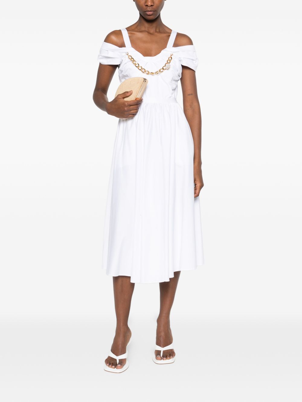 Off-Shoulder Midi Dress with Flared Skirt