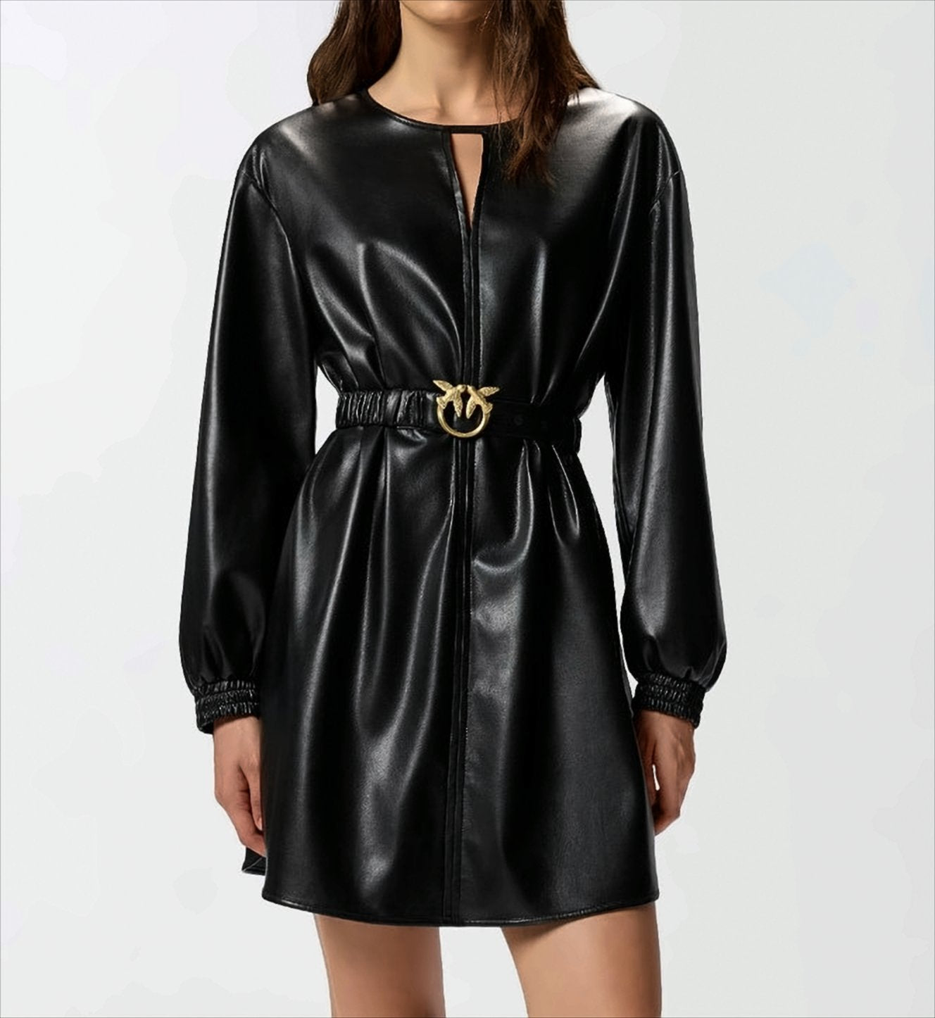 Short Dress With Leather Effect