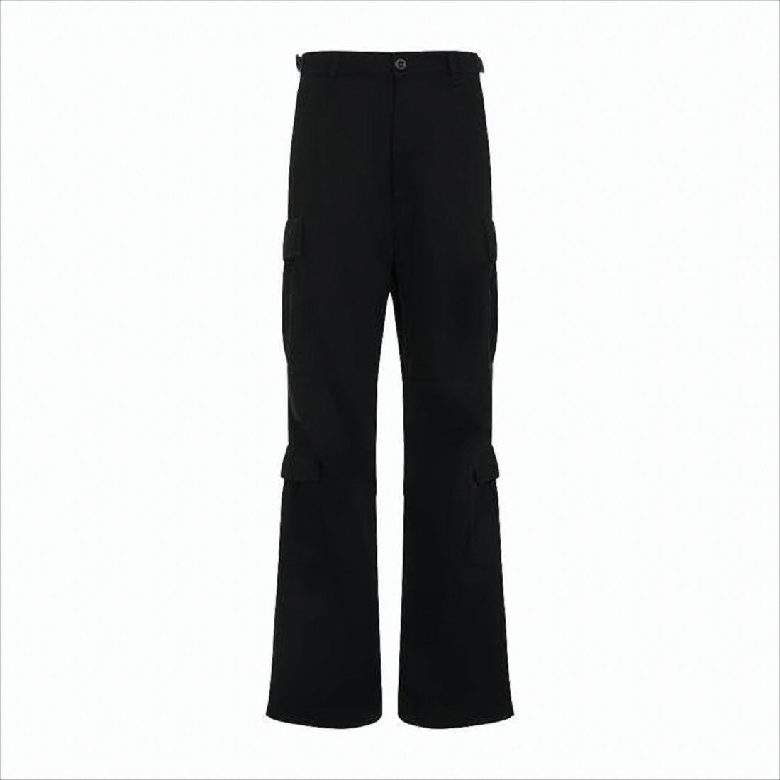 High-Waist Straight-Leg Pants with Flap Pockets