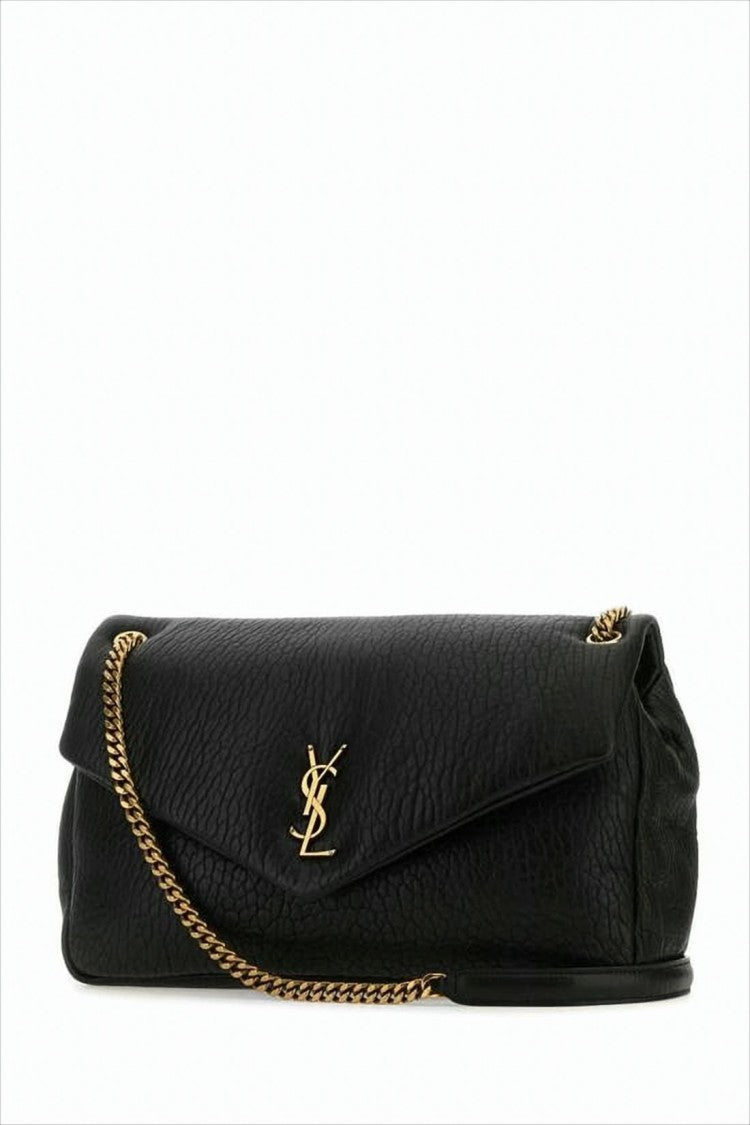 Textured Lambskin Crossbody Bag with Logo Emblem