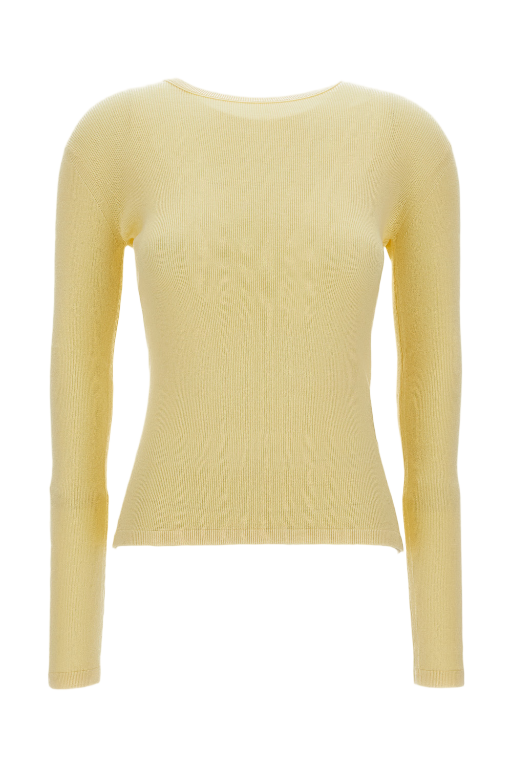 Fitted Ribbed Long-Sleeve T-Shirt With Crewneck Design