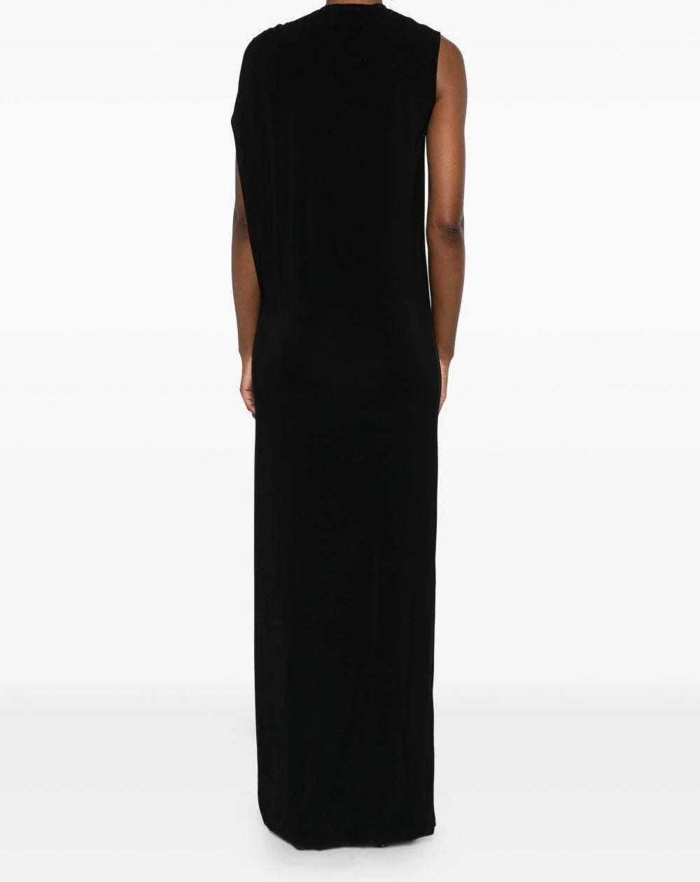 Long Black Stretch Viscose Crepe Dress