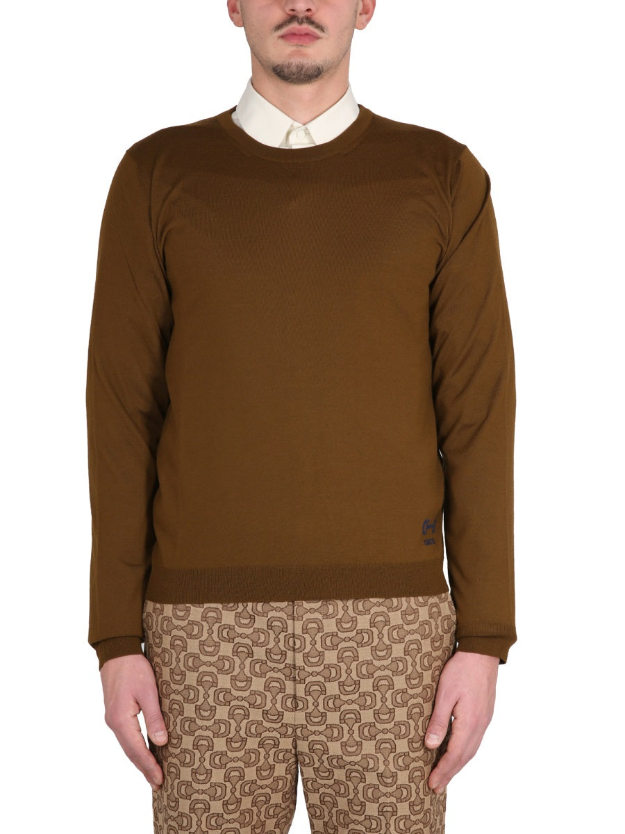 Smooth Wool Jersey with Distinctive Logo Embroidery