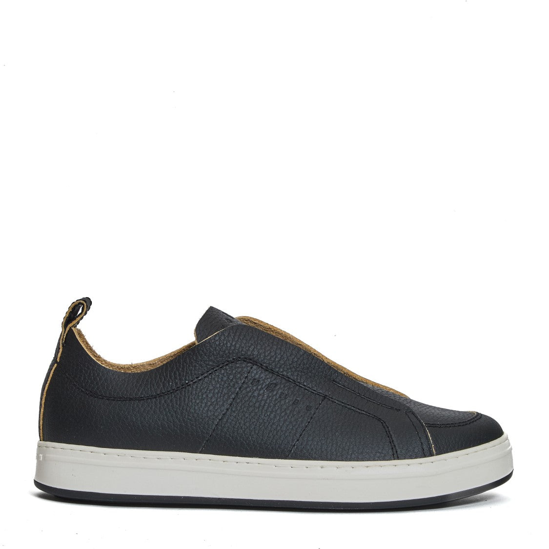 Black Leather Sneakers With Design