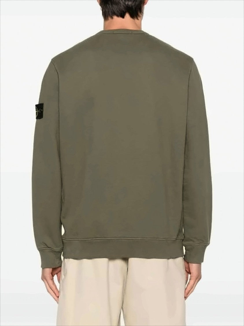 Minimalist Olive Green Long-Sleeve Crewneck Sweatshirt