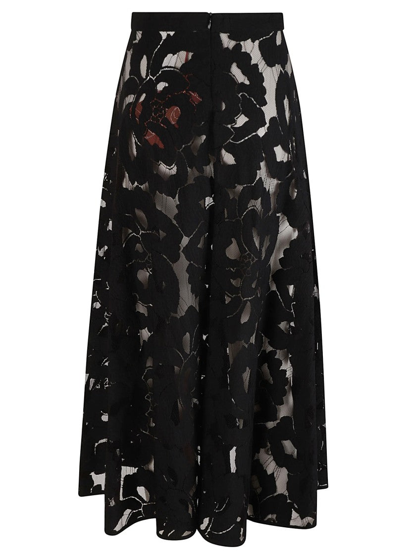Floral Lace Overlay Skirt With Flowing Silhouette