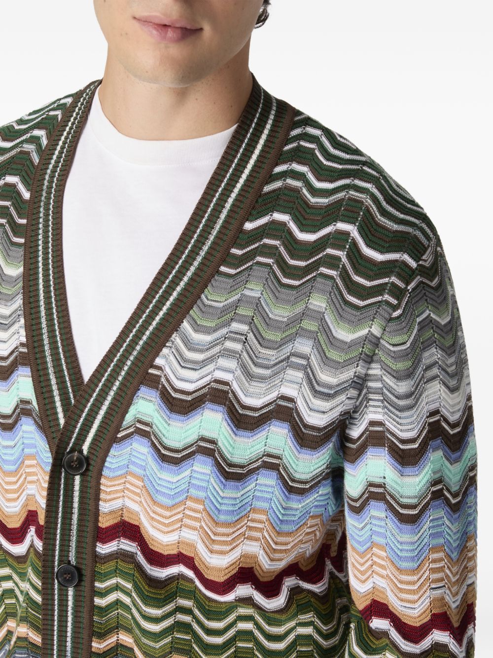 Multicolored Chevron Knit Cardigan