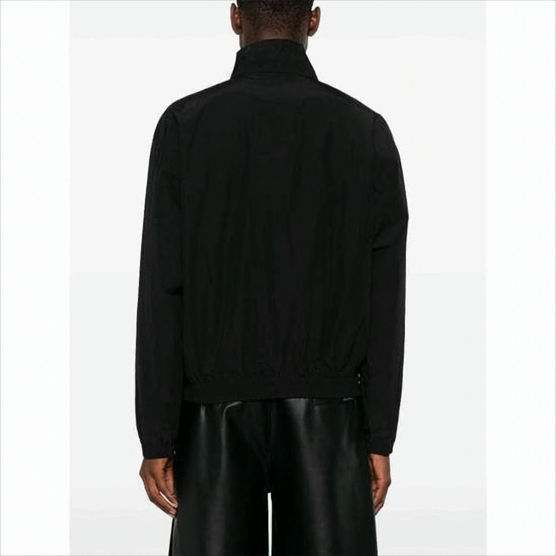 High Collar Black Jacket with Minimalist Design