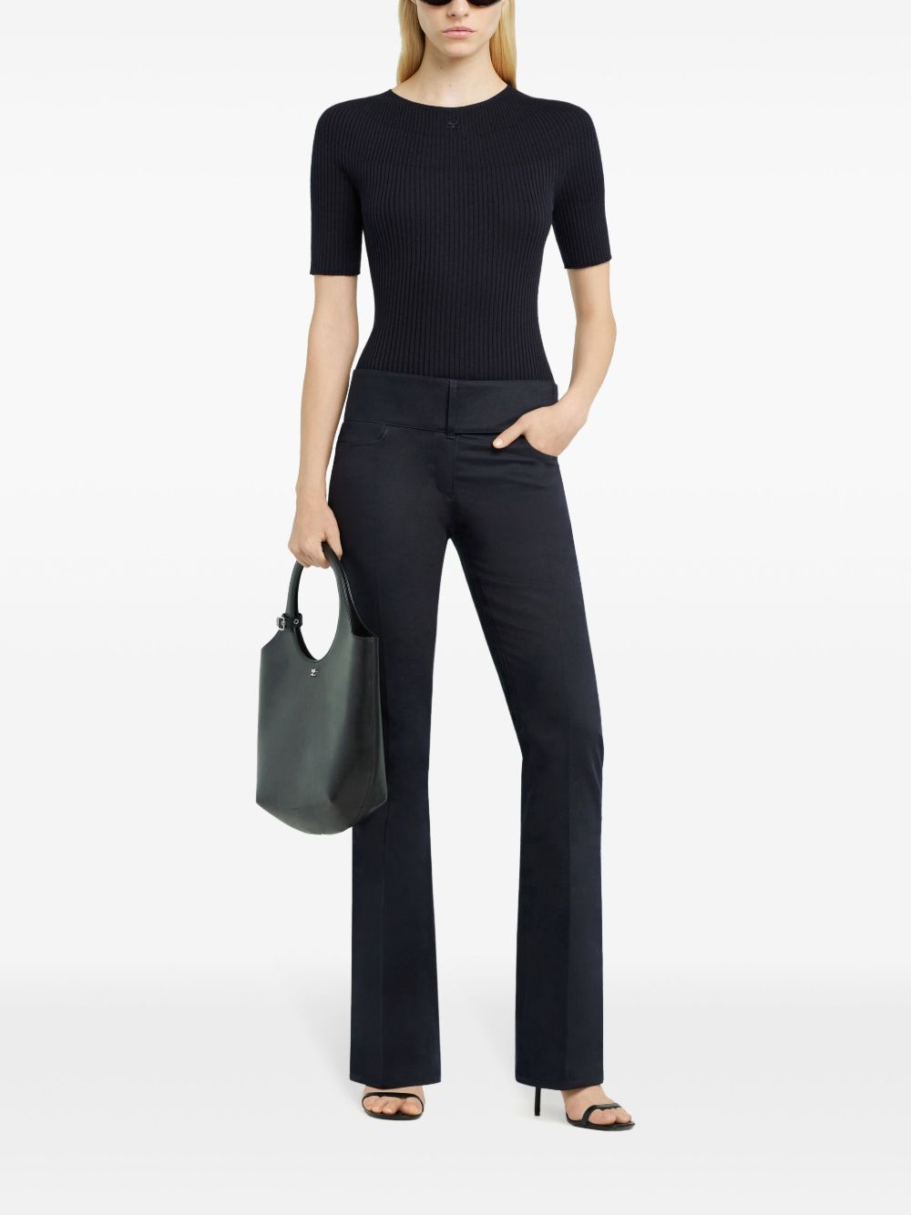 Fine Ribbed Short Sleeve Sweater