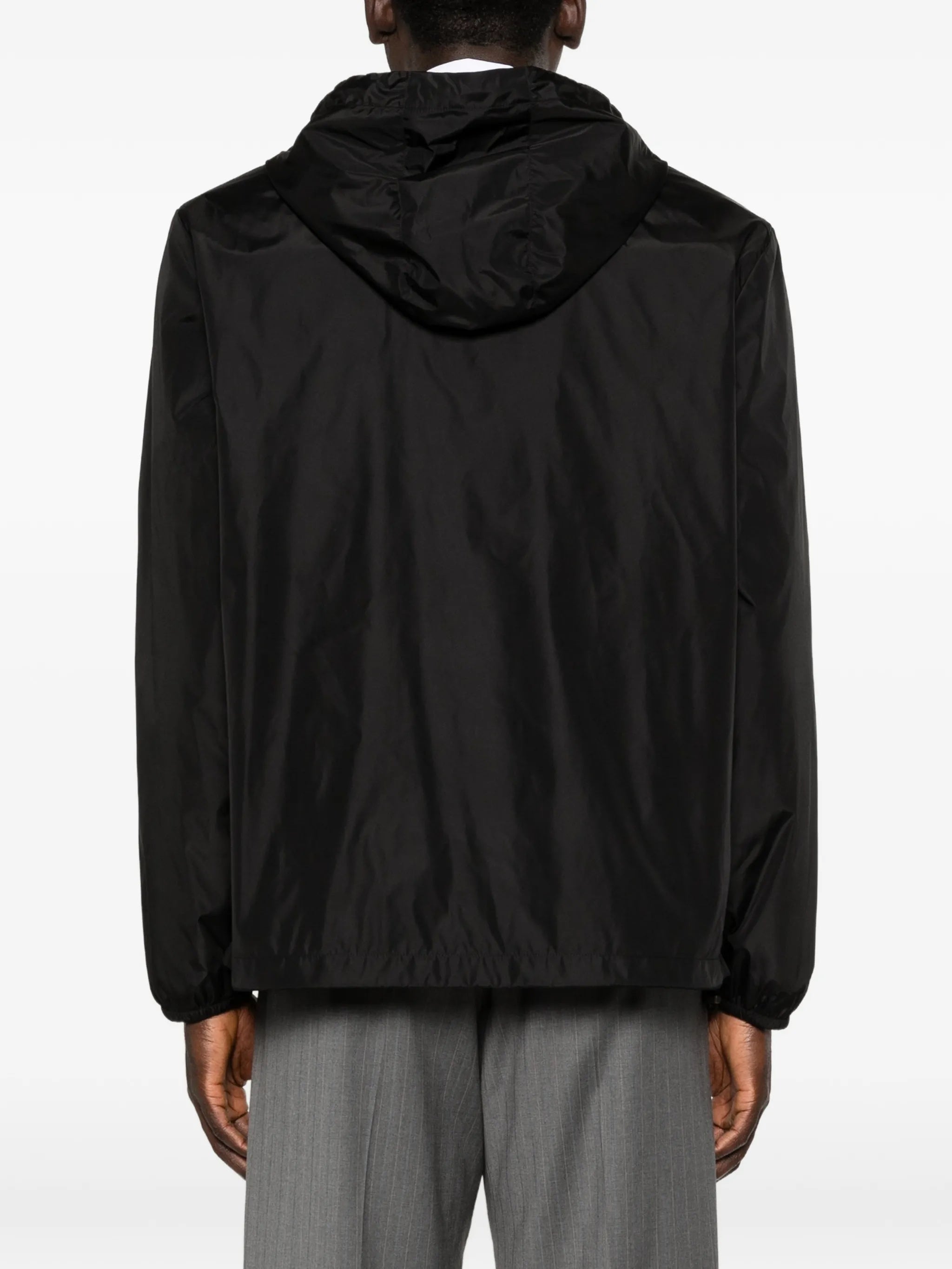 Black Vgold Nylon Hooded Jacket