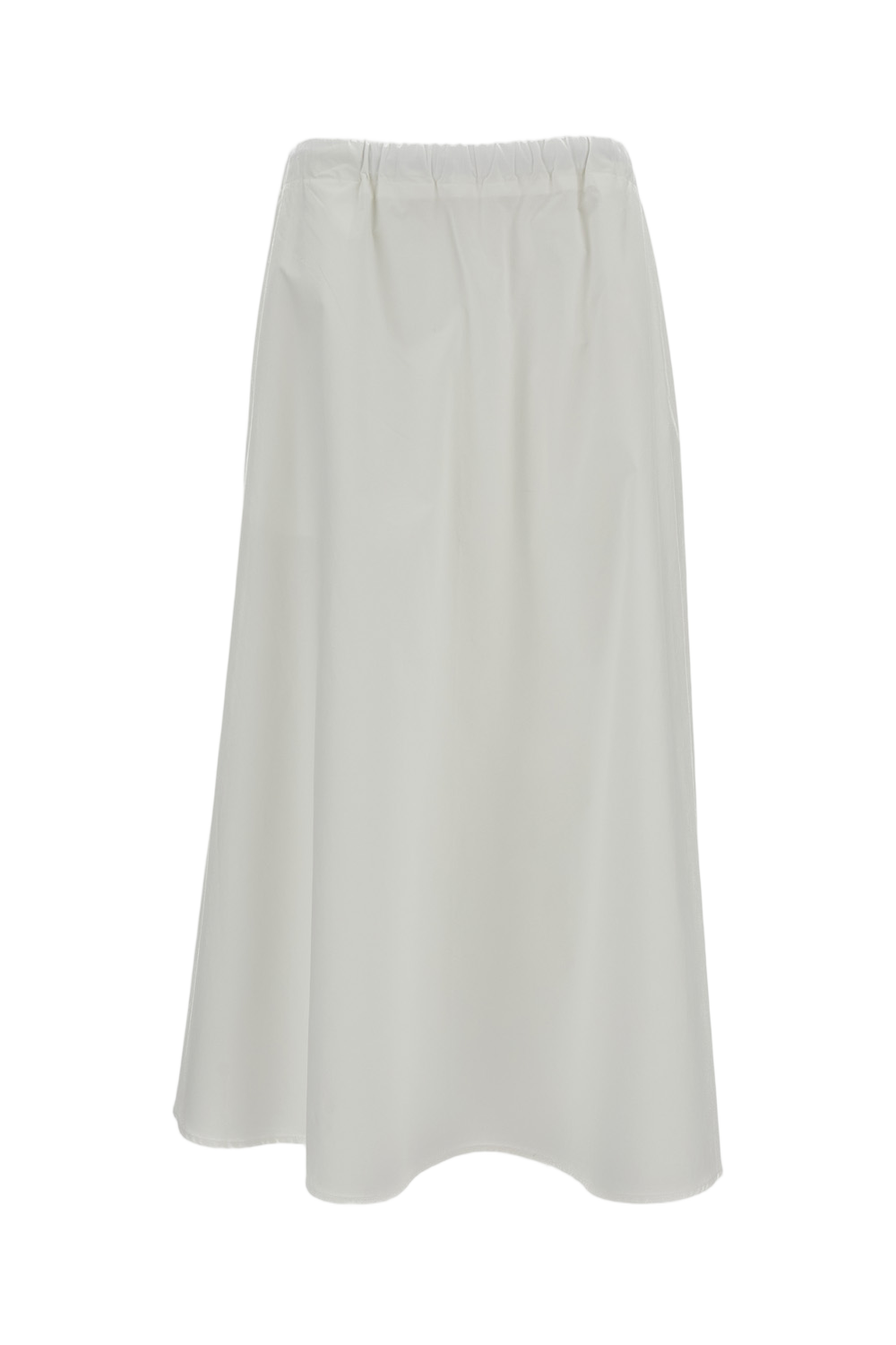 White Long Flared Cotton Skirt