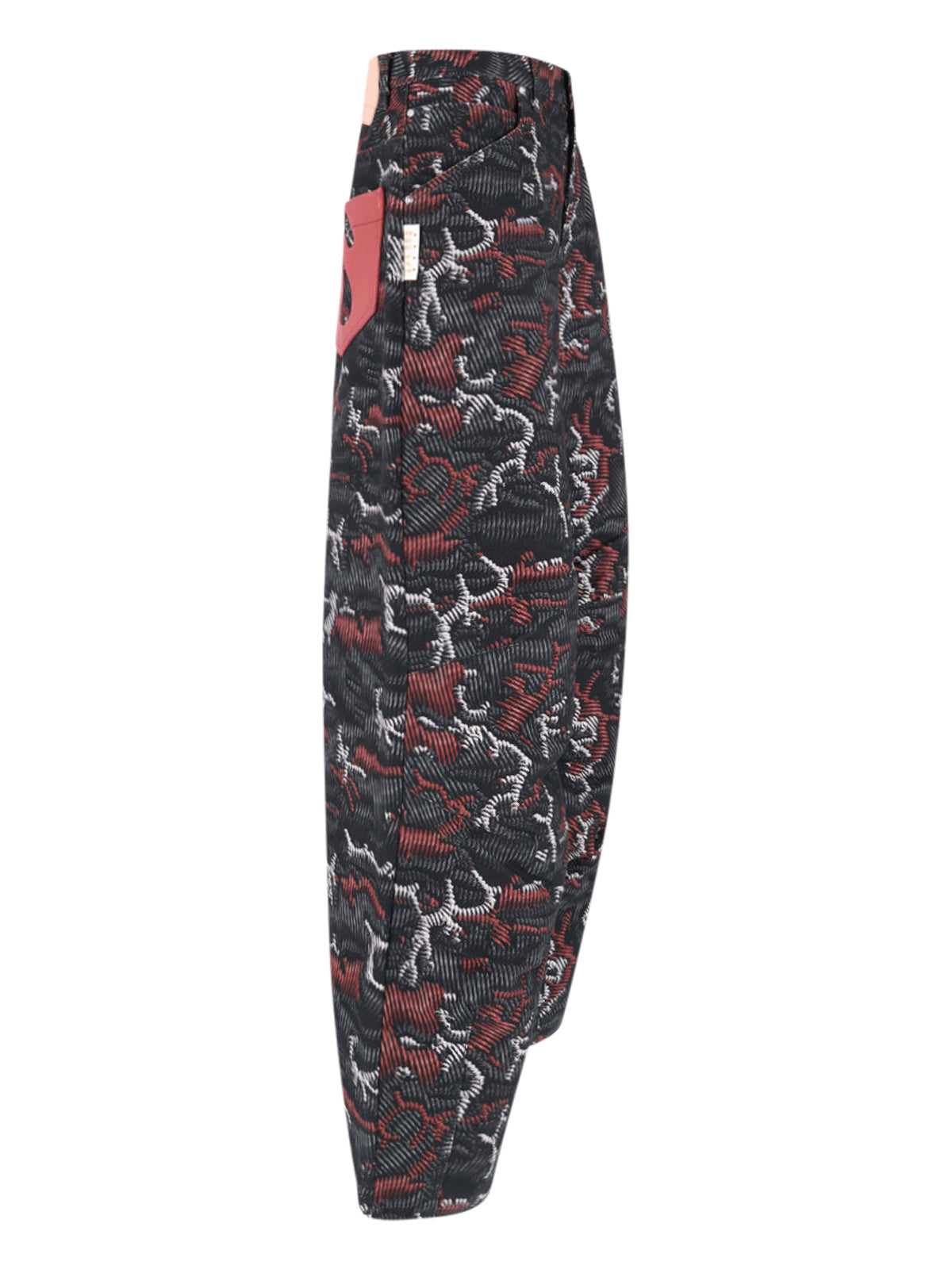 Black Abstract Pattern Wide-Leg Trousers