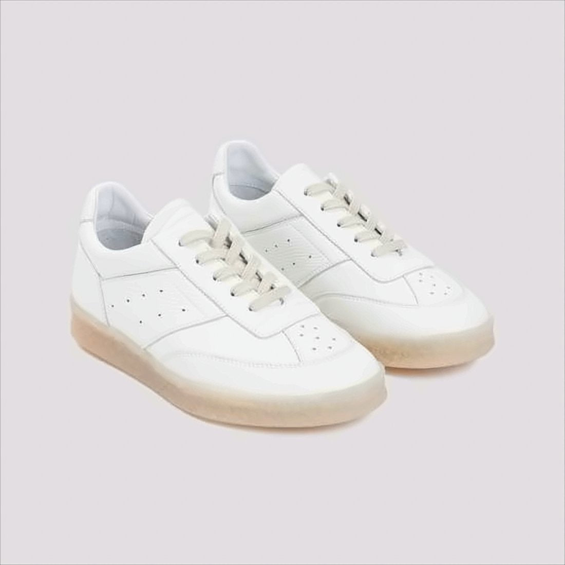 Low-Top Sneakers With Translucent Rubber Sole And Perforated Detailing