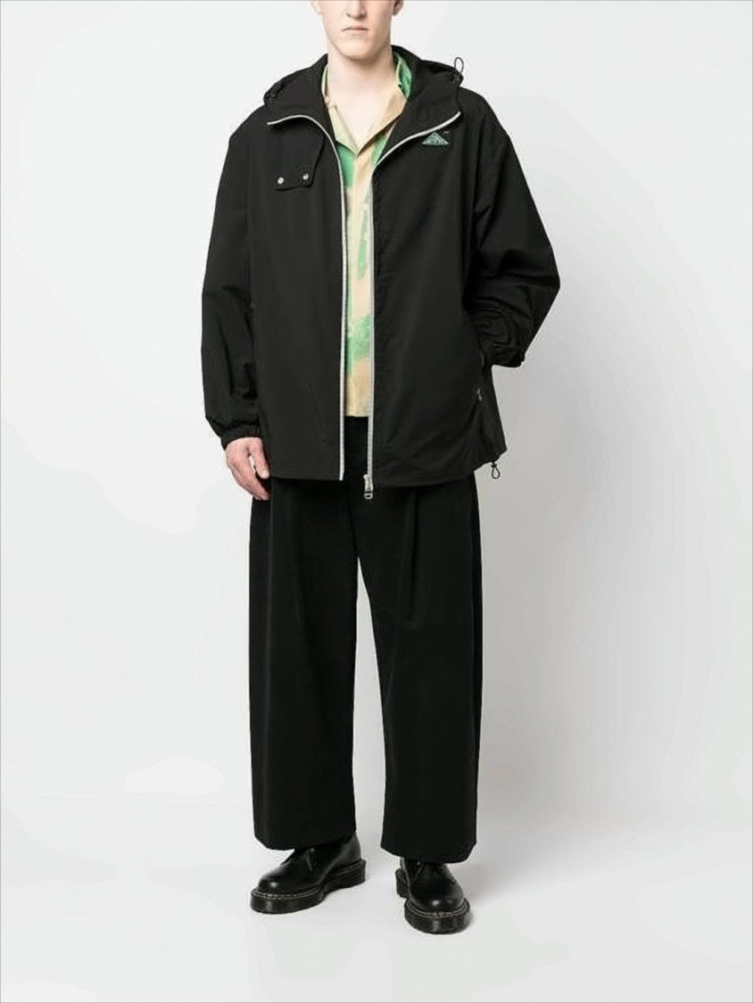 Polyester Black Jacket with Contrasting Zippers