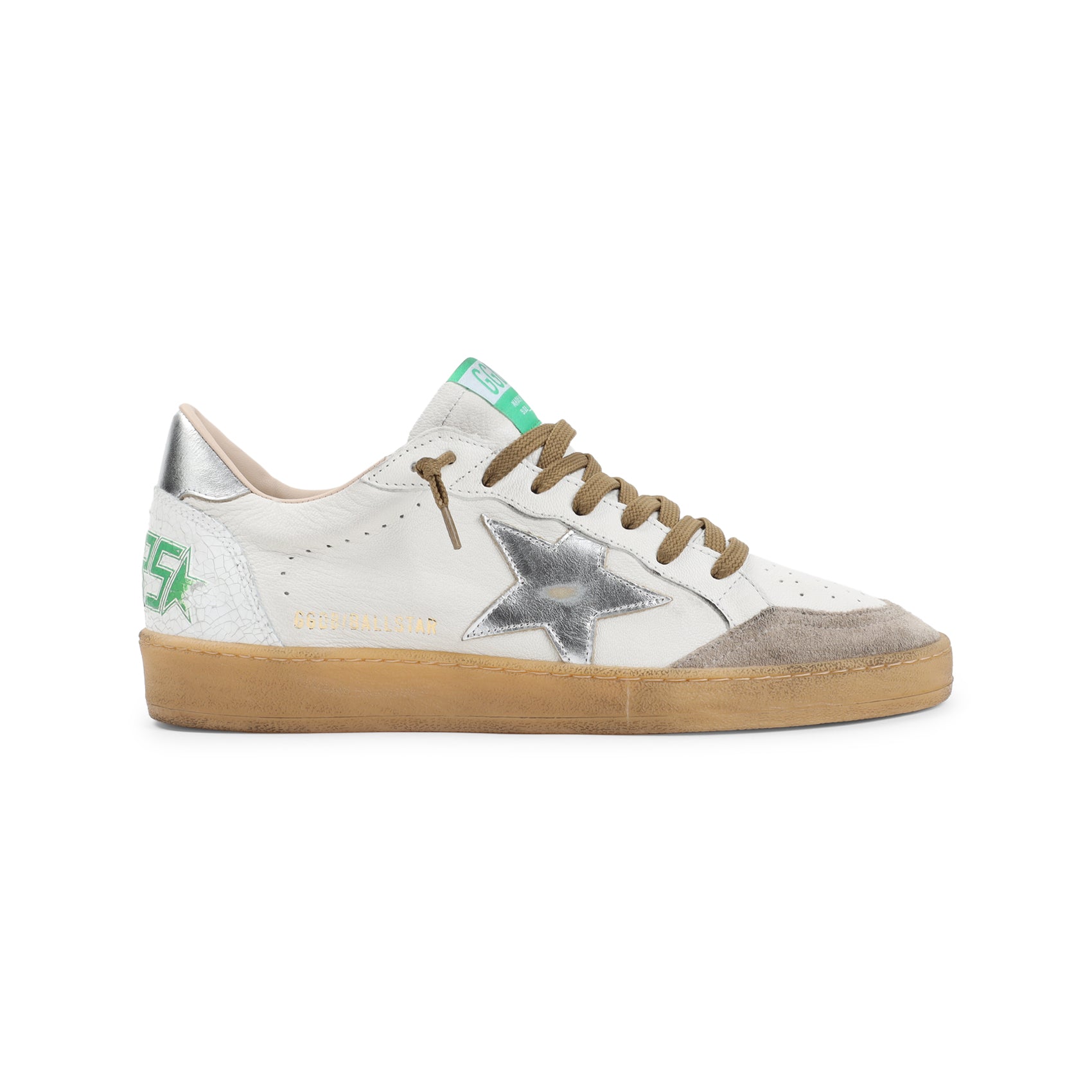 Distressed Leather Low-Top Sneakers with Metallic Accents