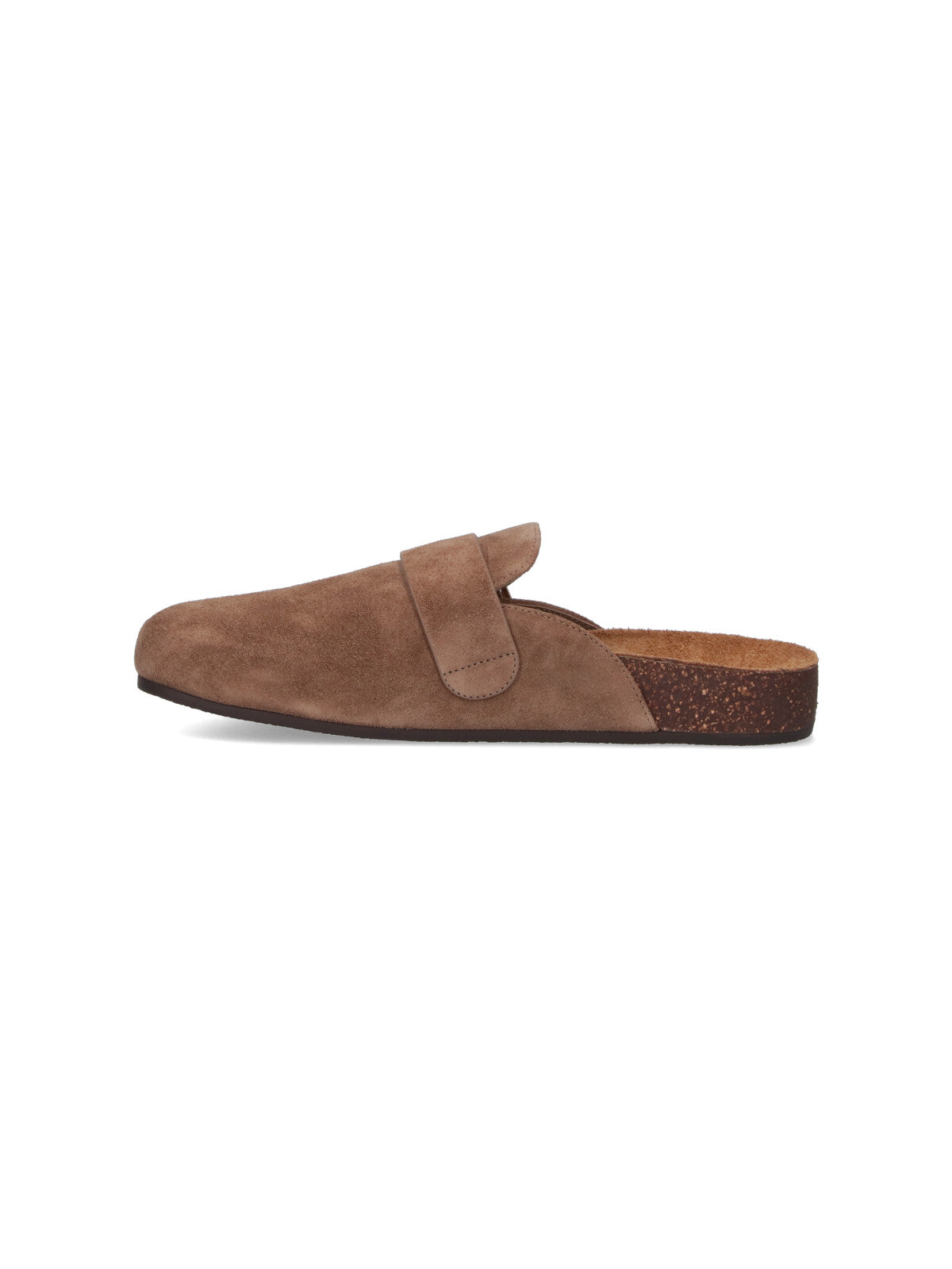 Brown Calf Suede Slip-On Mules