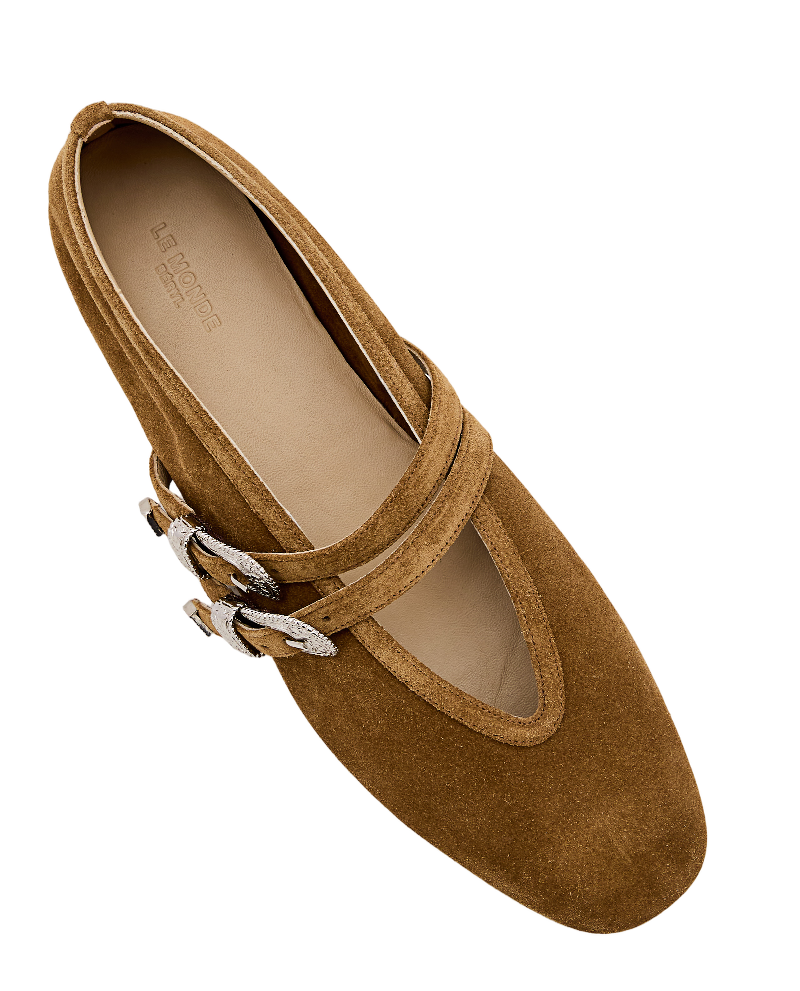 Pointed Suede Ballet Flats With Straps