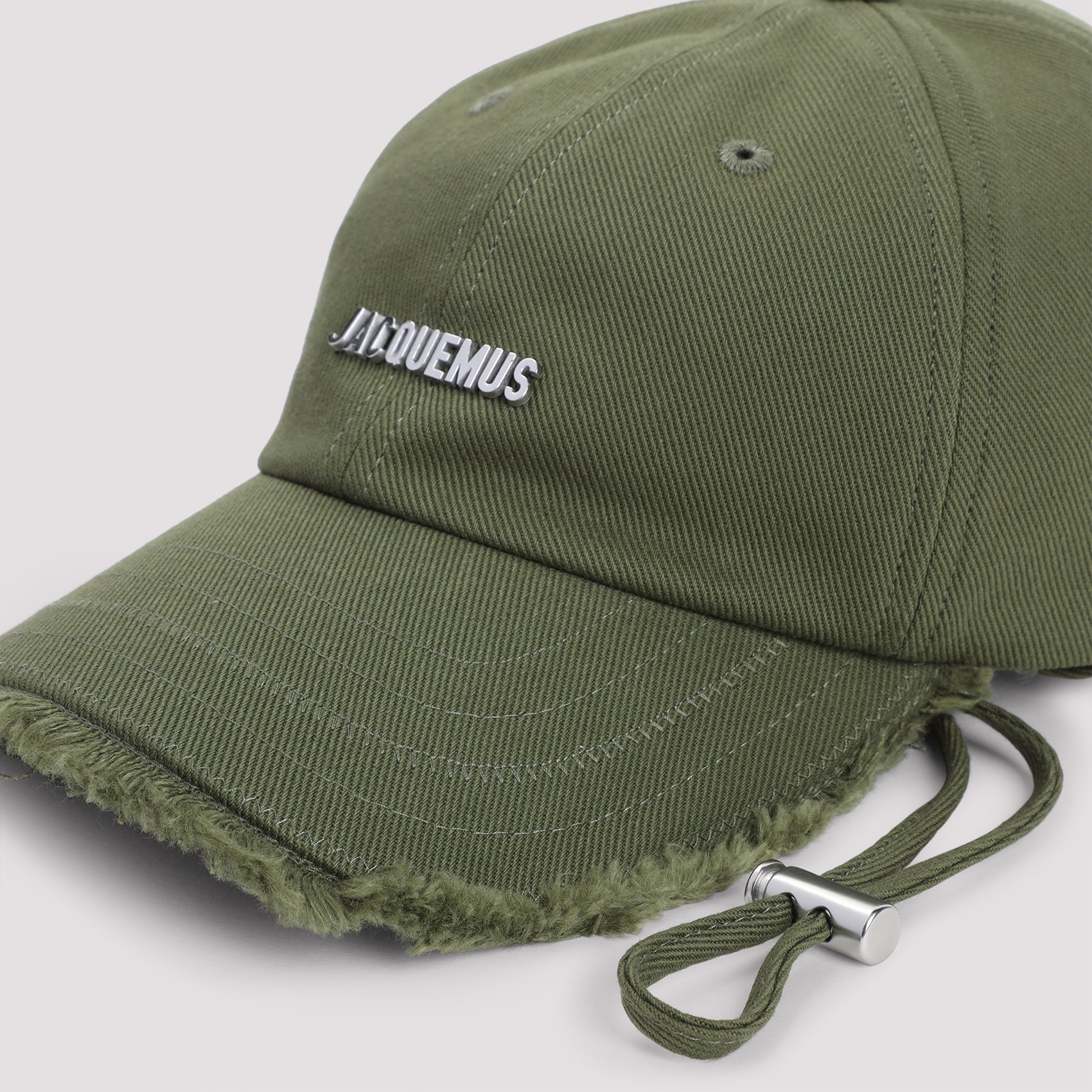Weather-Resistant Green 6-Panel Hat With Fringed Brim