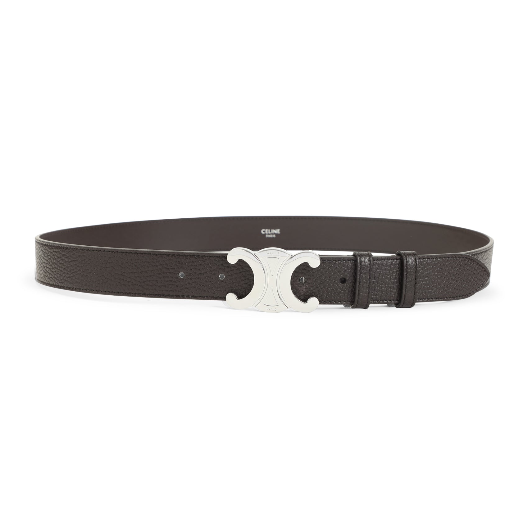 Textured Calf Leather Belt with Double-C Buckle