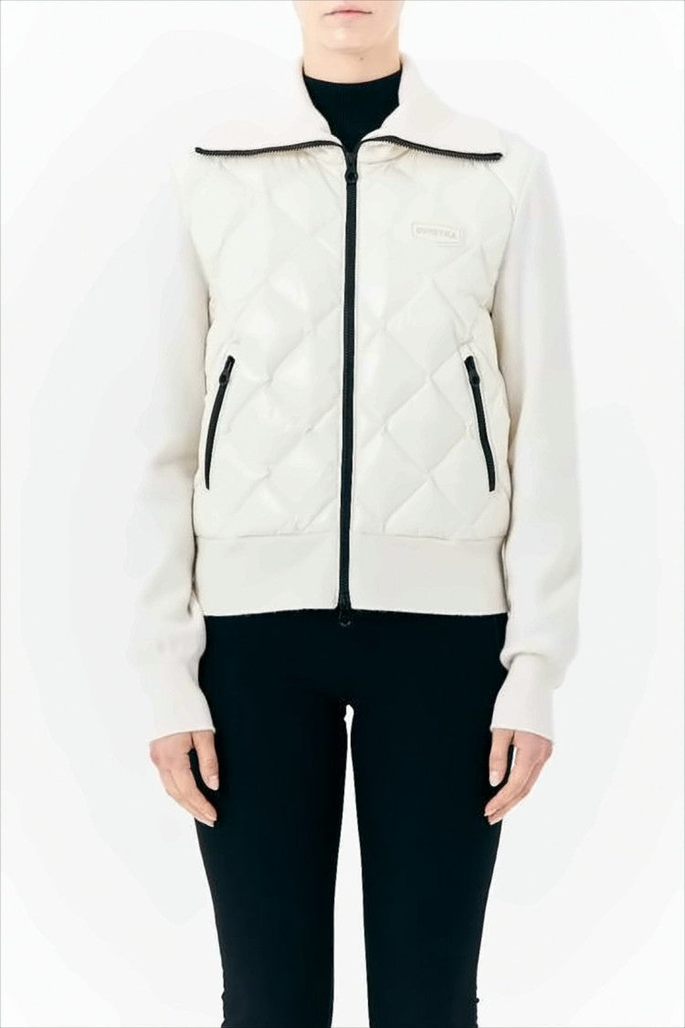 Quilted Front Jacket with Knit Sleeves