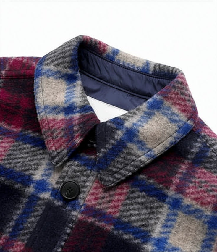 Plaid Casual Jacket with Button-Up Front
