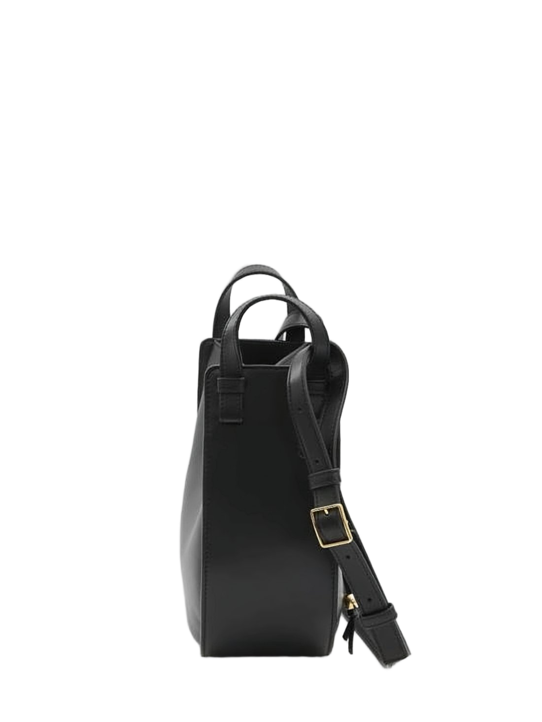 Structured Black Calf Leather Crossbody Bag