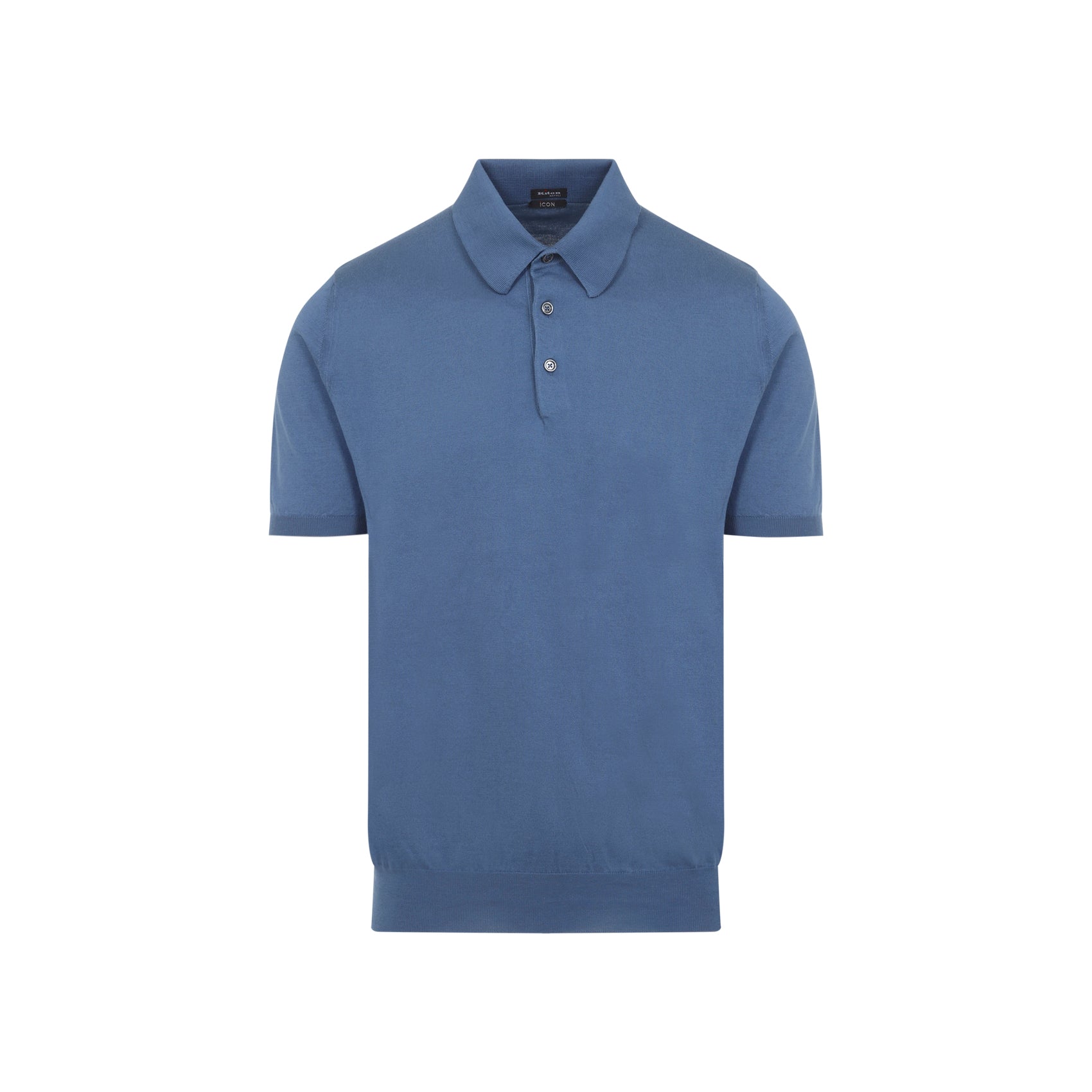 Fitted Blue Cotton Polo Shirt
