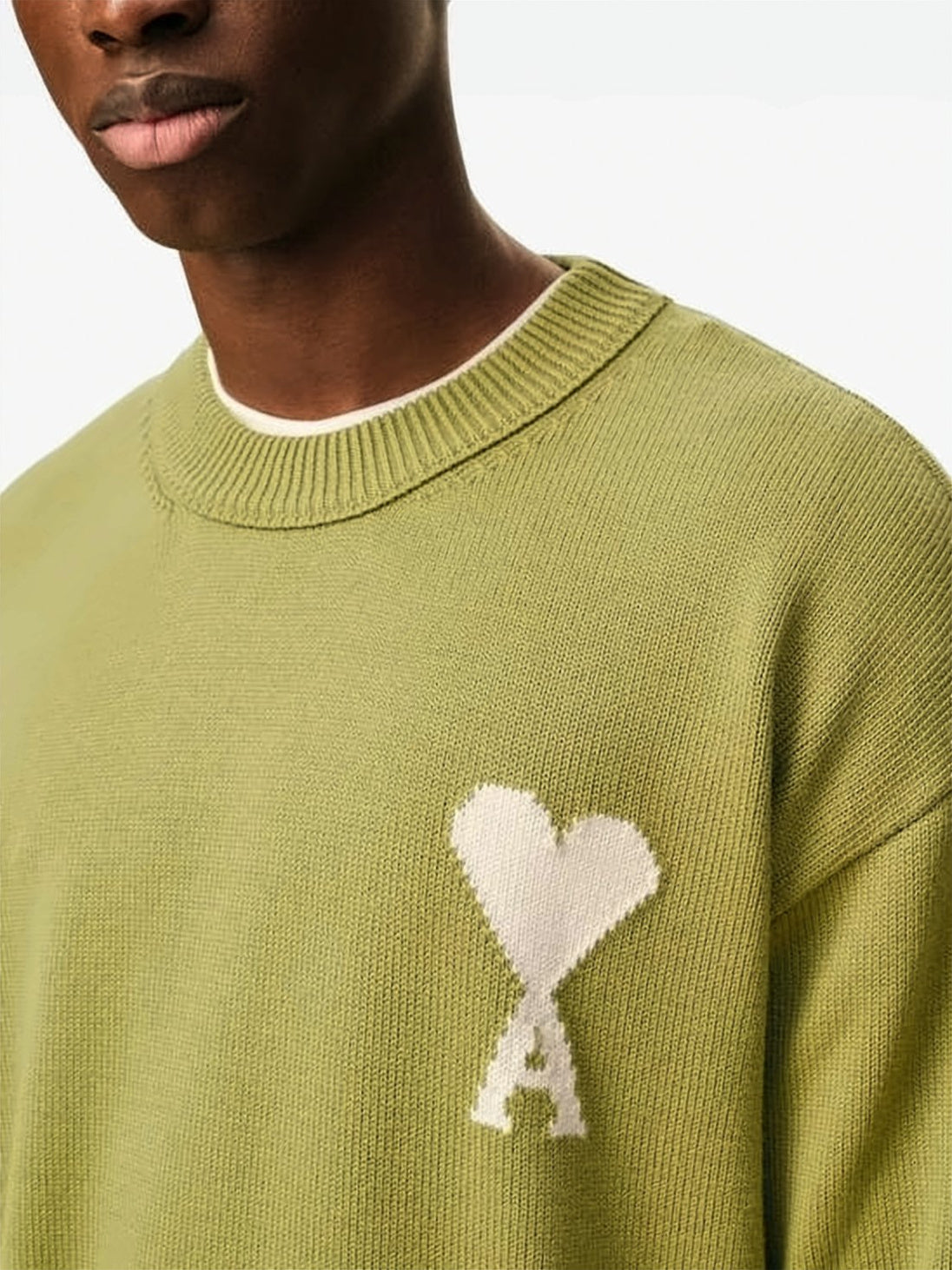 Heart-Motif Wool And Cotton Blend Crewneck Sweater