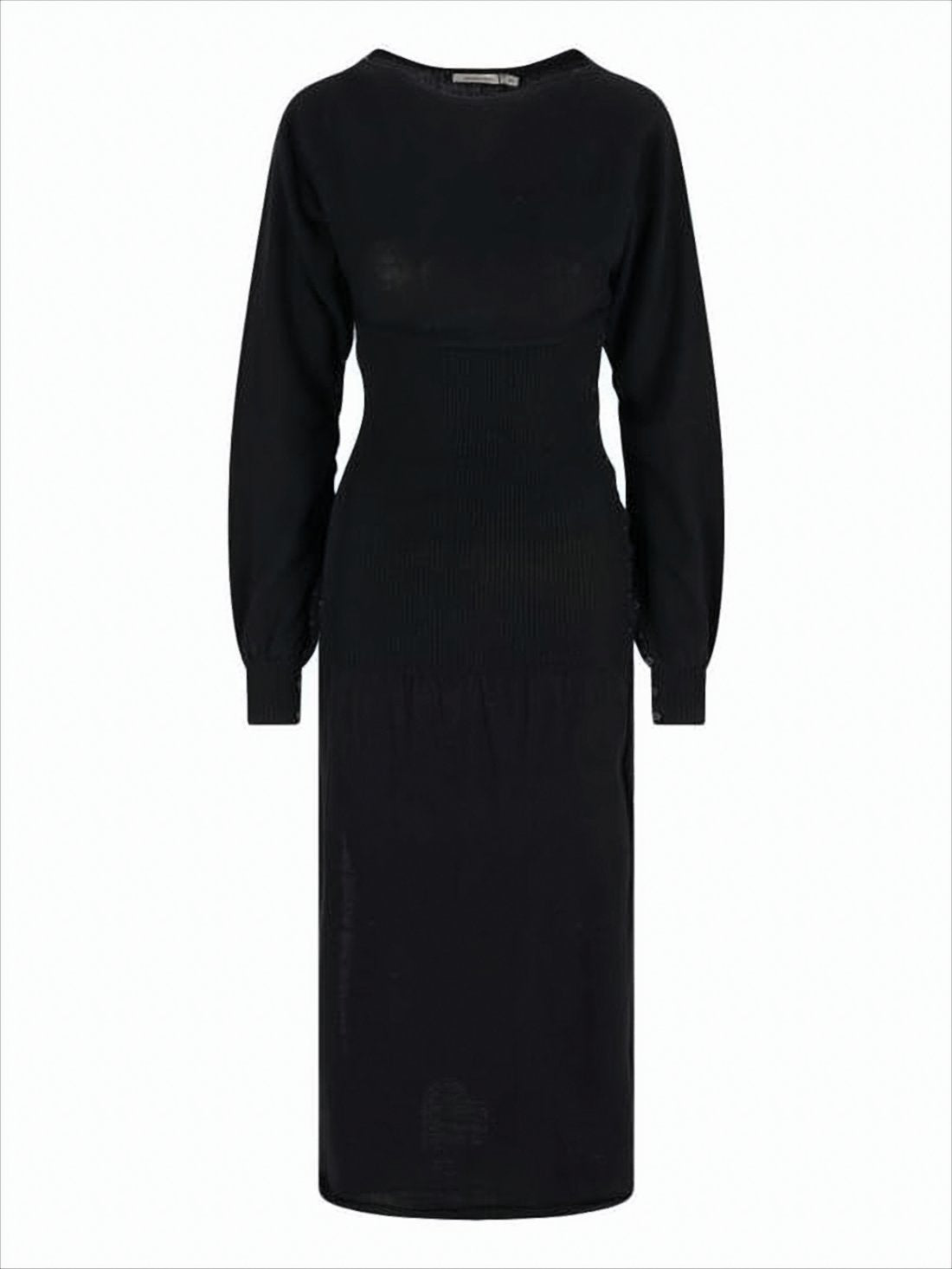 Fitted Midi Dress with Ribbed Detailing