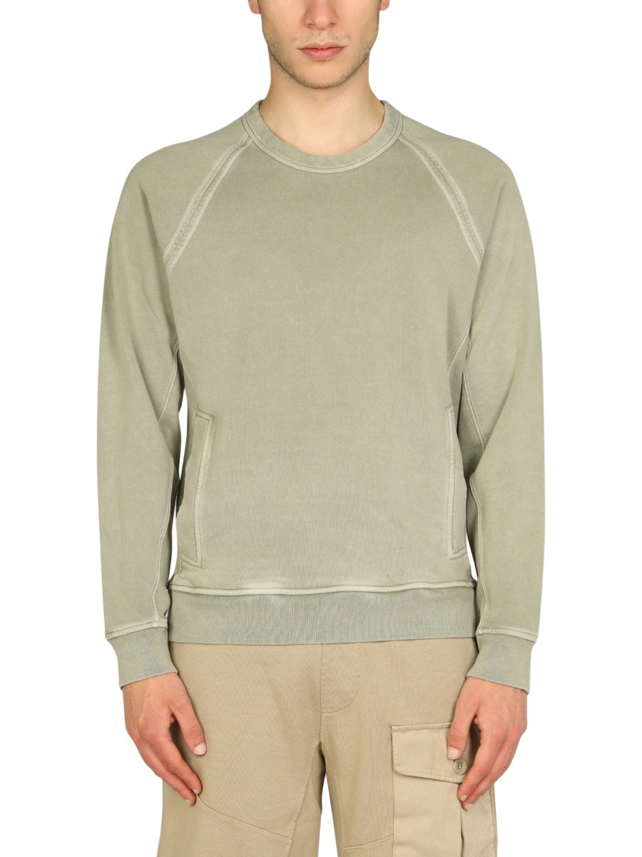 Cross-Neck Sweatshirt With Ribbed Details