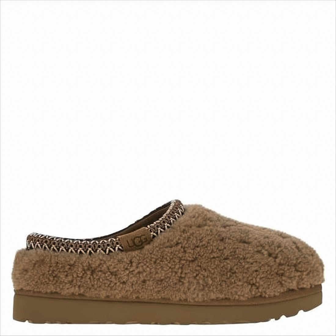 Plush Curly Shearling Slippers with Wool-Lyocell Lining