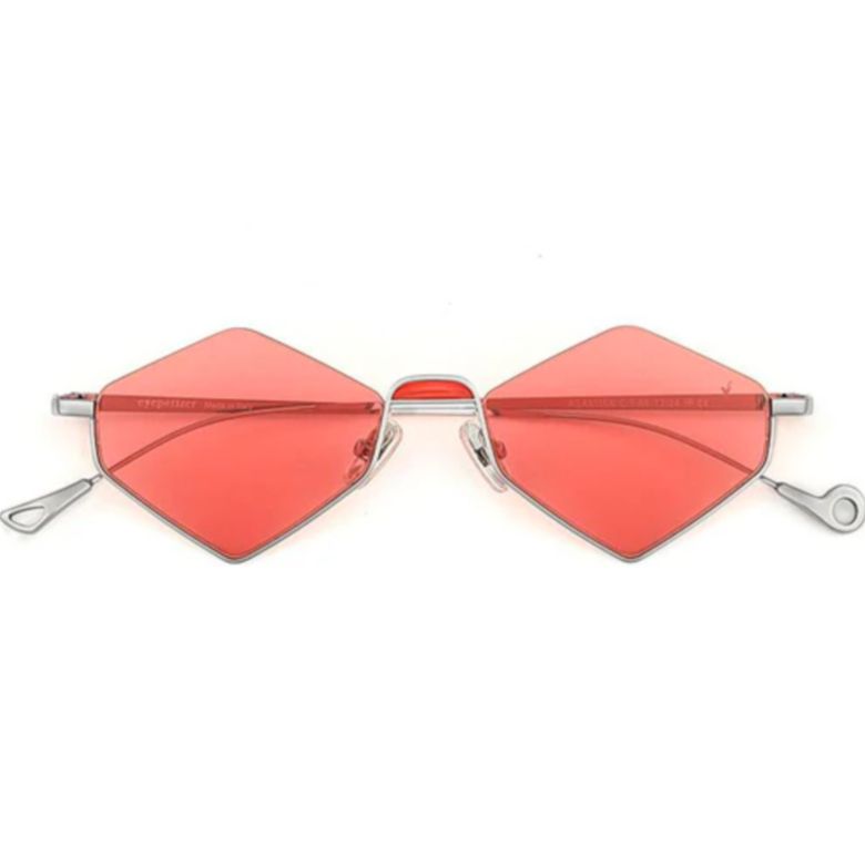 Asakusa C.1-66 Geometric Hexagonal Sunglasses with Red-Tinted Lenses
