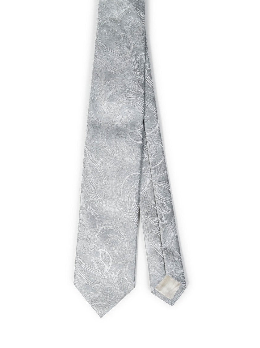Pearl Grey Tie With Cashmere Pattern