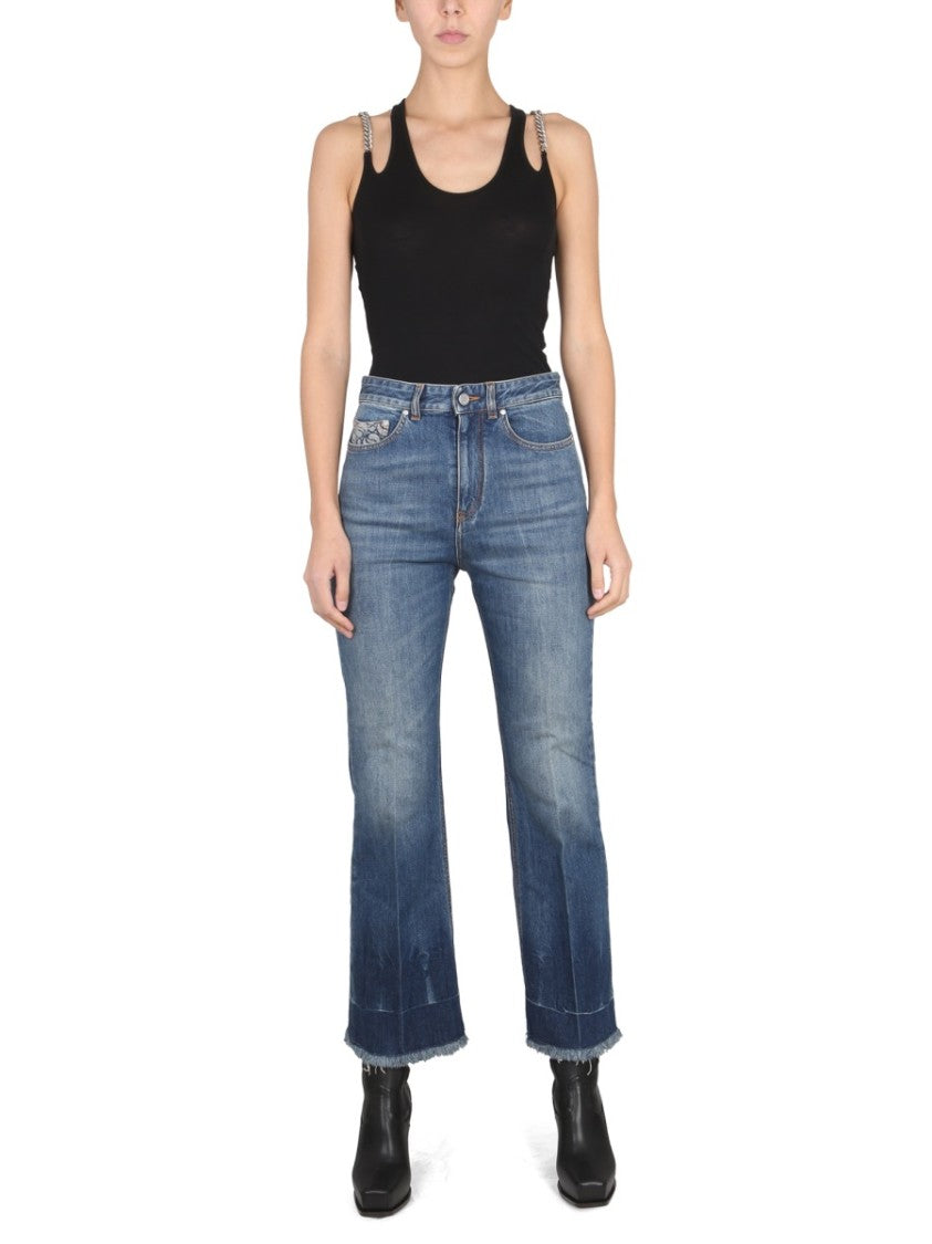 Cropped Flared Jeans In Denim