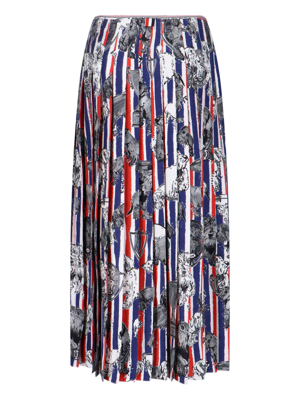 Multicolor Hector Dog Pleated Silk Skirt