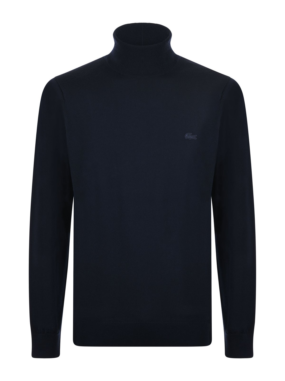 Fitted Black Wool Turtleneck with High Collar
