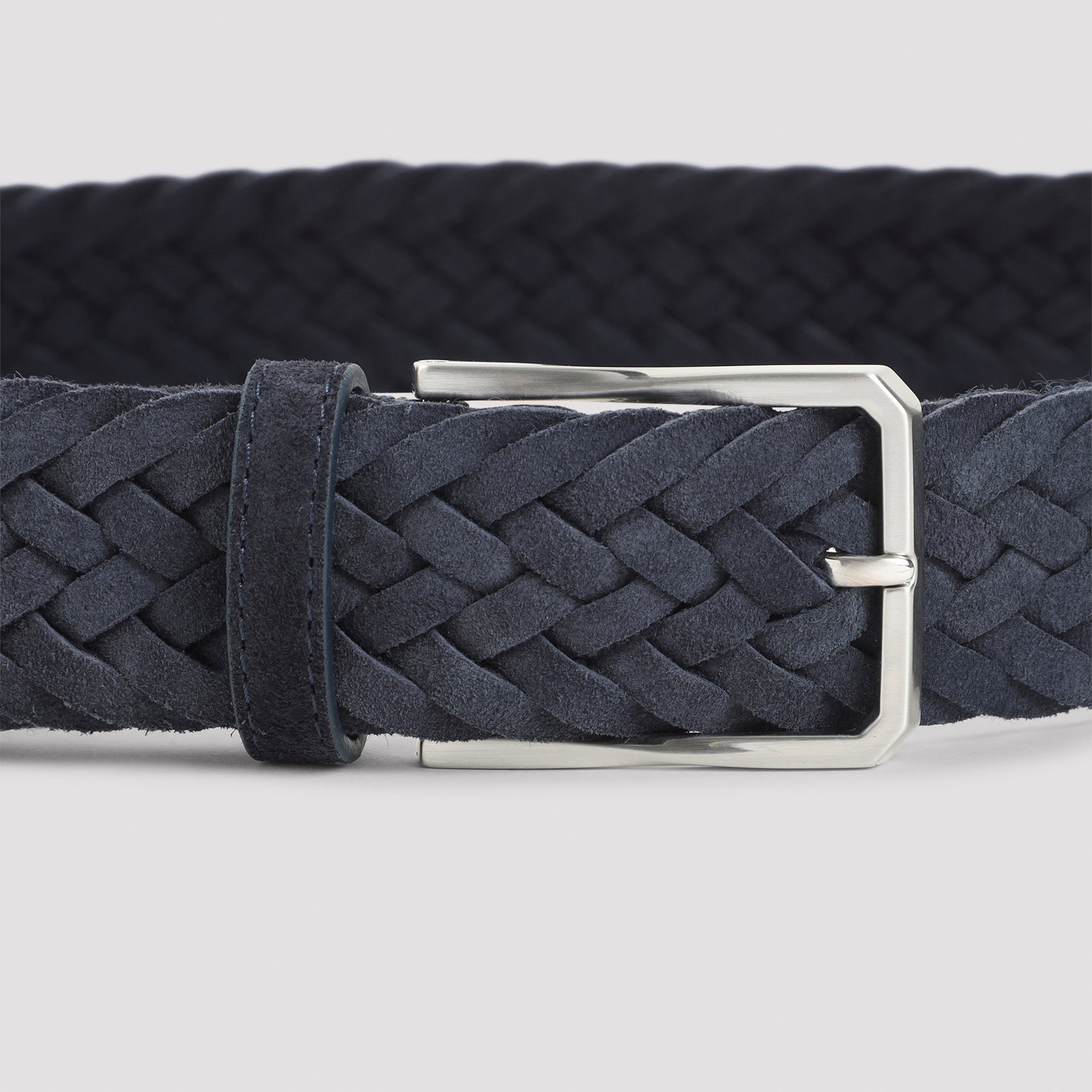 Braided Black Suede Leather Belt