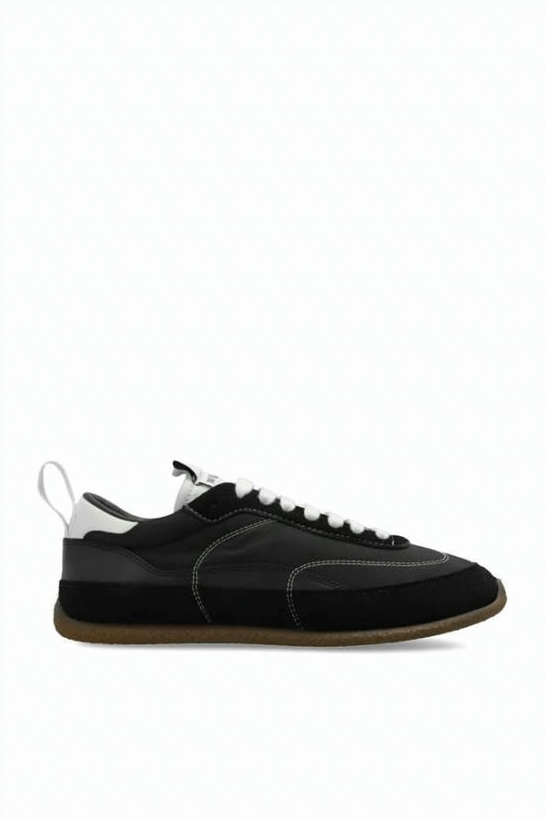 Black Nylon Calf Leather Low-Profile Sneakers