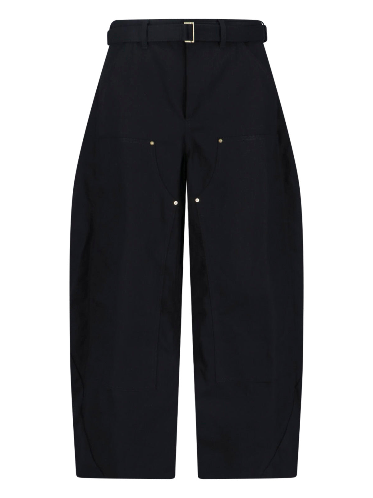 Duck Wide-Leg Pants With Curved Silhouette And Buckle Belt